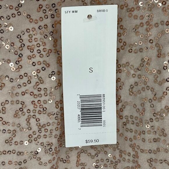 Banana Republic Sequin Top Scoop Neck Pink Fitted Sparkly Women Small NWT 883950 - Picture 4 of 6